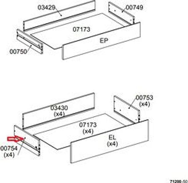 Ricambio Laterale Cassetto 00754 per Kit Cassettiera 5C Nova 77 x 40 x 107 - 2