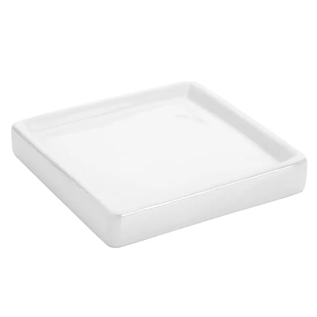 Porta Sapone da Appoggio Ceramica Dim. CM(LXPXH):12 x 12 x 2 Bianco FRI - 2