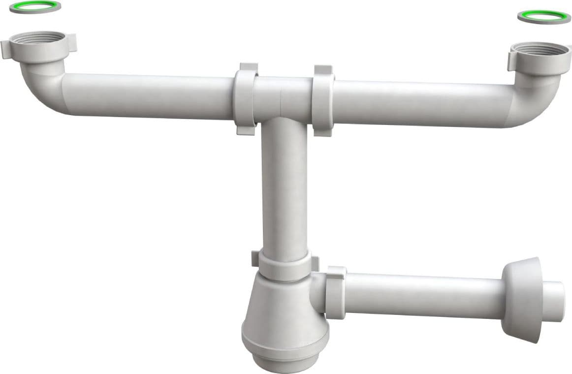 Sifone Scarico 2 Vie Senza Piletta per Lavello 11/2 x Ø 40 x 230 - 2