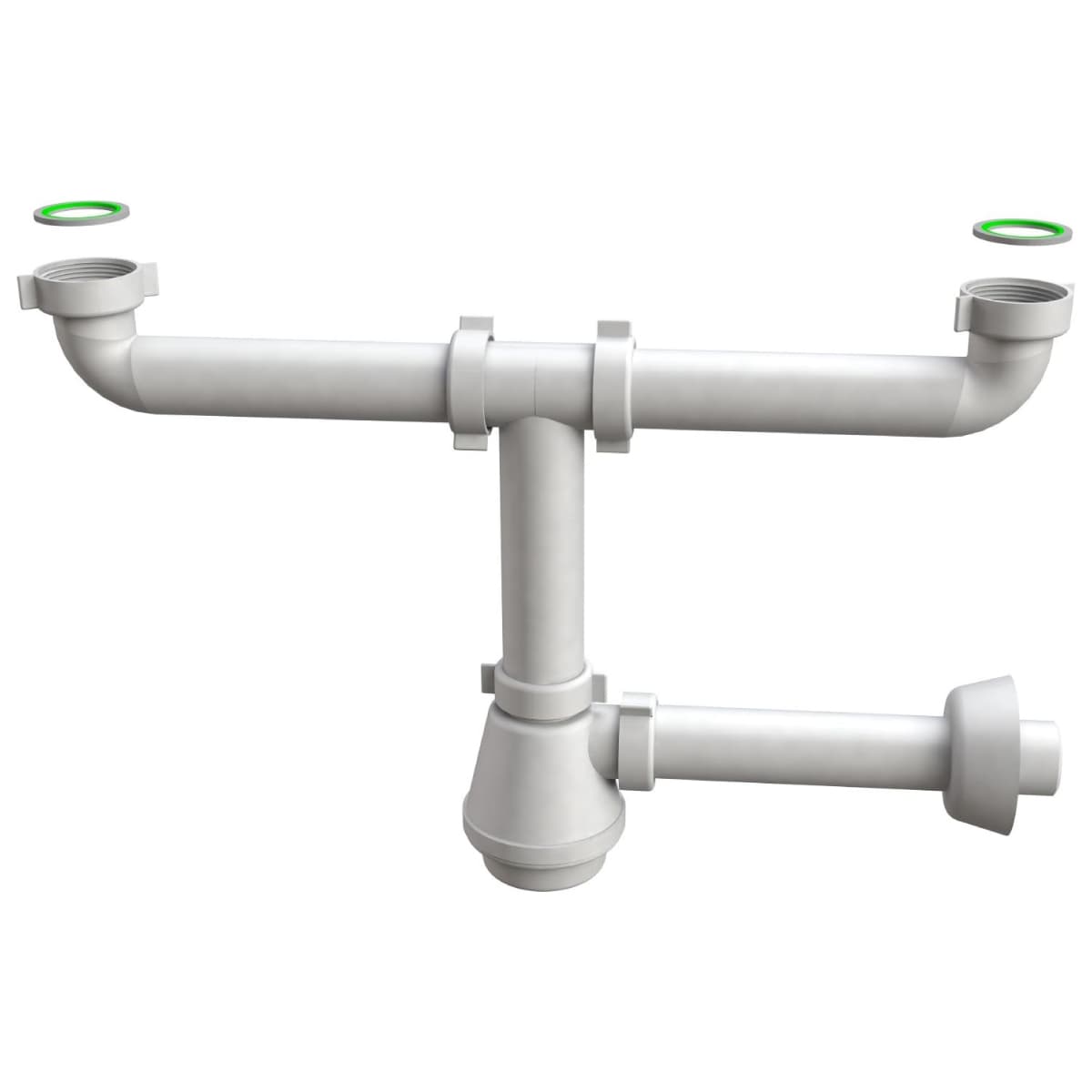 SIFONE SCARICO 2 VIE SENZA PILETTA PER LAVELLO IN ACCIAIO INOX MODELLO FIASCA - 11/2 X ø40X230 MM  - BON - 2