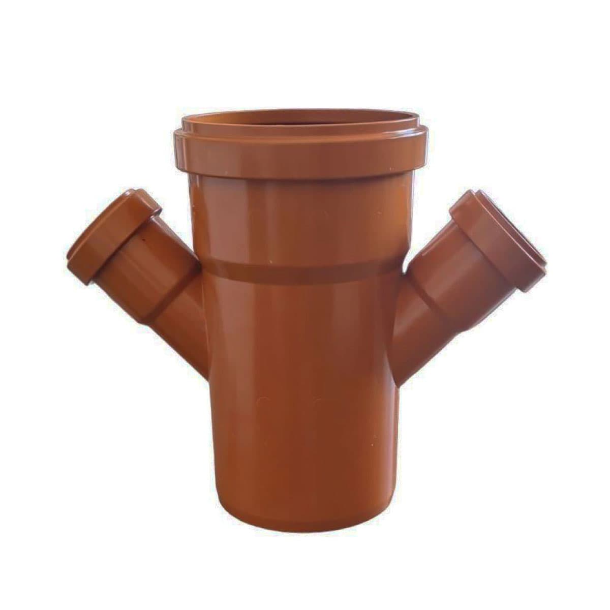 Braga Raccordo Scarico Ridotta Doppia 45 ° Ø 100 Ø 40 Ø 40 Ral 8023 - 2