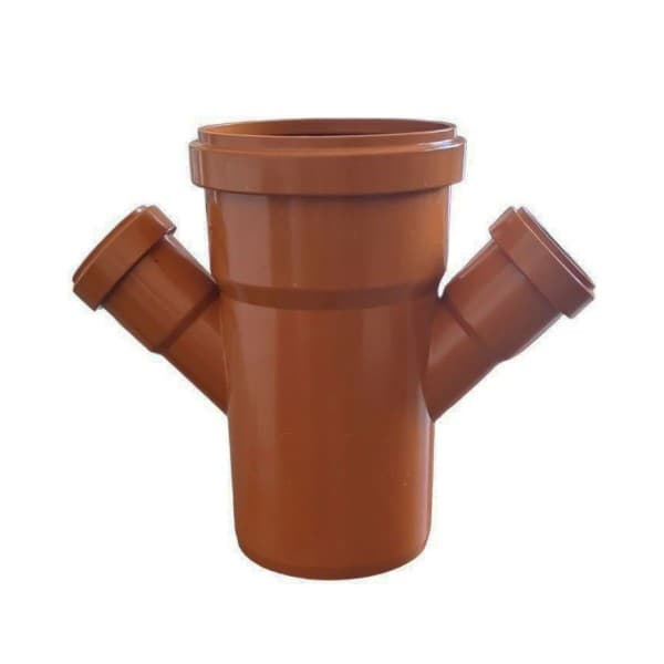 Braga Raccordo Scarico Ridotta Doppia 45 ° Ø 100 Ø 50 Ø 50 Ral 8023 - 2