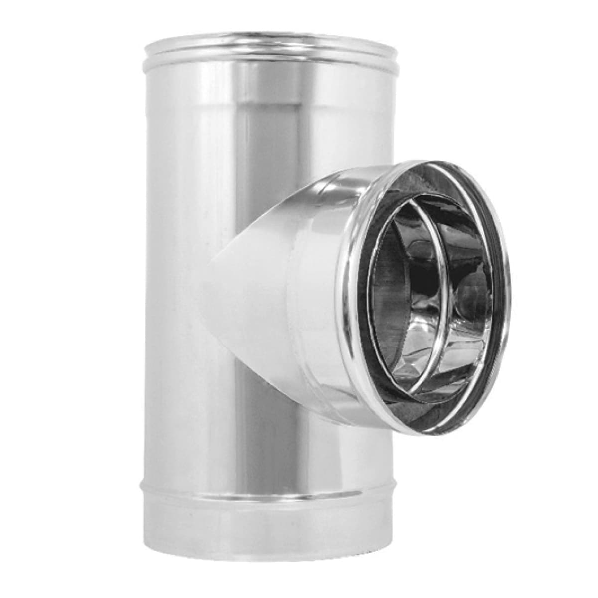 Raccordo a Tee 90 Doppia Parete Acciaio INOX 250 Esterno Sp. 0,5 mm EUF - 2