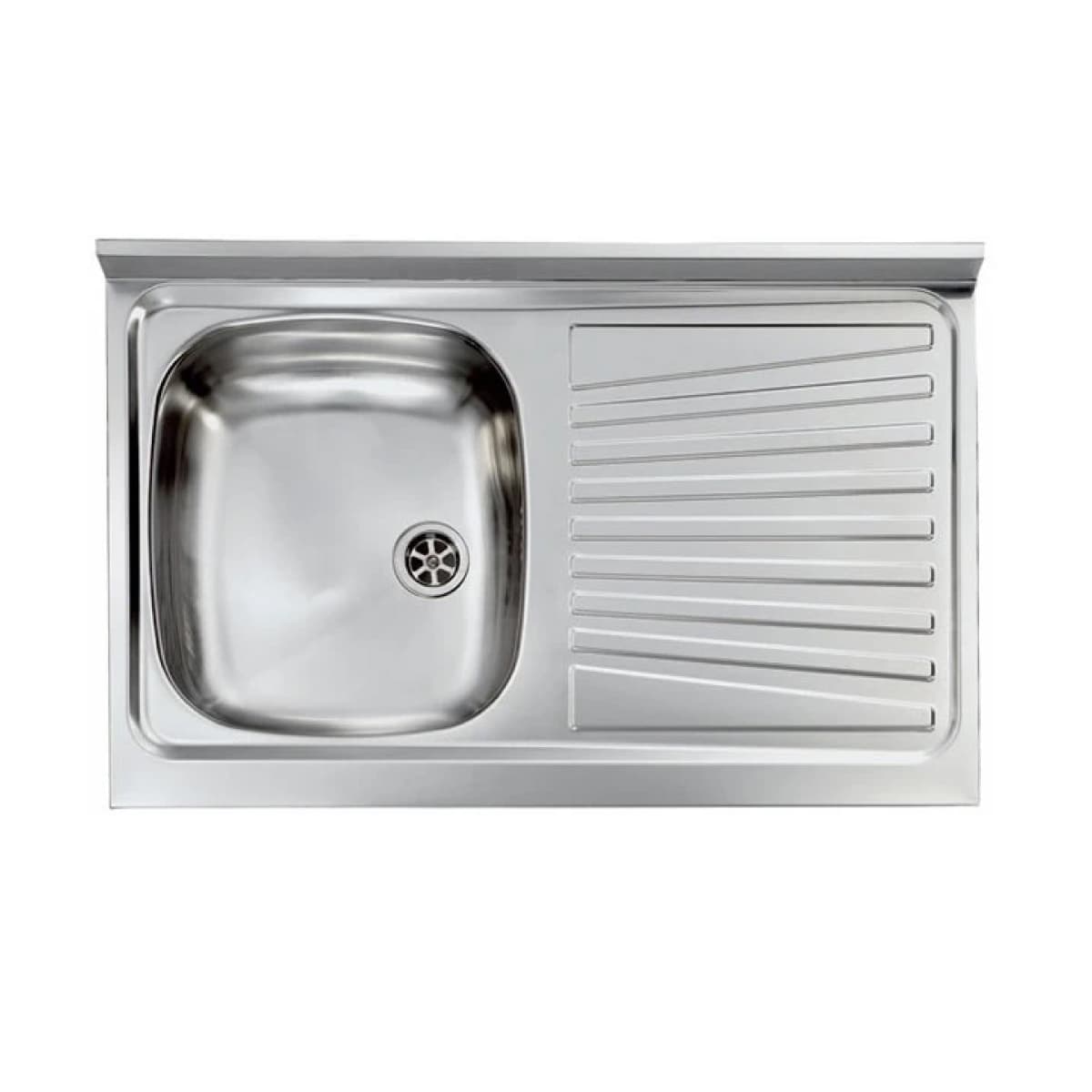 LAVELLO CUCINA DA APPOGGIO IN ACCIAIO INOX 1 VASCA CON GOCCIOLATOIO MODELLO MONDIAL - CM.80x50 VASCA SINISTRA - PROFONDITÀ 15 CM  - HID - 2
