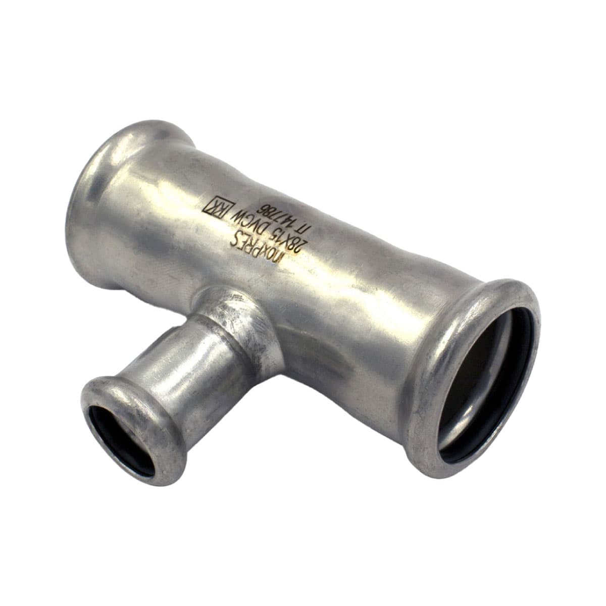 Raccordo Tee Pressare Intermedio Ridotto in Acciaio INOX Ø 28XØ22XØ28 RMR - 2