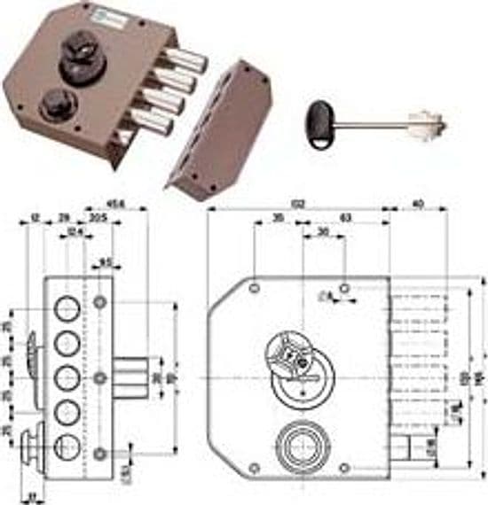 Serratura Laterale da Applicare con Scrocco Doppia Mappa 20510 60 mm Sx - 2