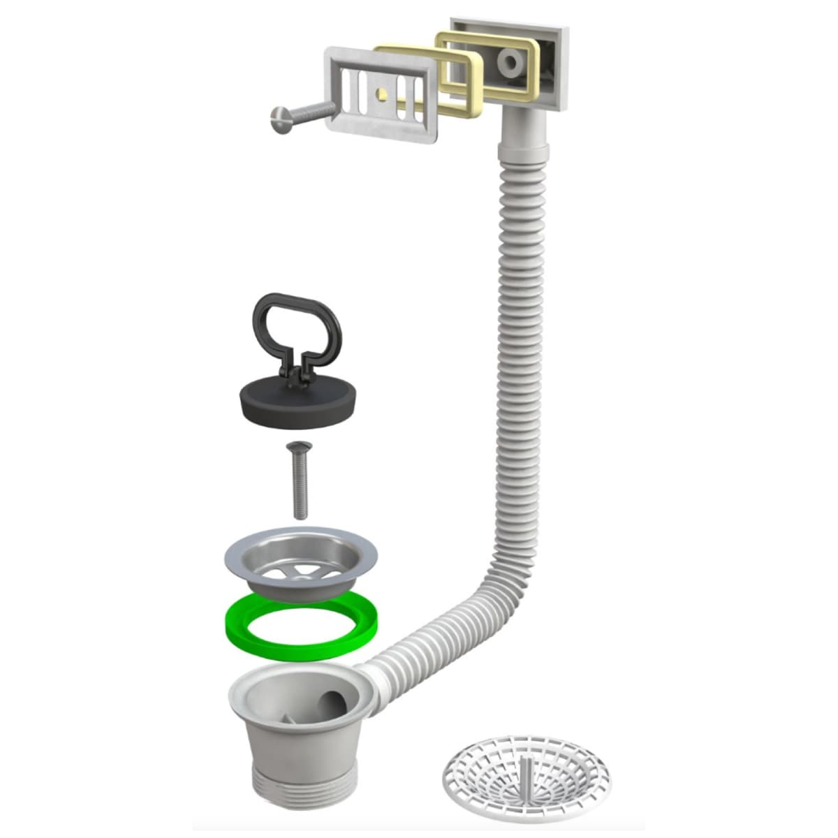 PILETTA DI SCARICO CON TROPPO PIENO PER LAVELLO IN ACCIAIO INOX MODELLO SIMPLEX - TAPPO ø52 MM - PER FORO ø70MM  - BON - 2