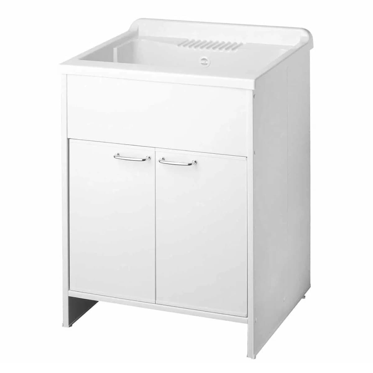 Mobile Lavatoio in PVC Bianco a 2 Ante Due Ante Escluso di Tavoletta CER - 2