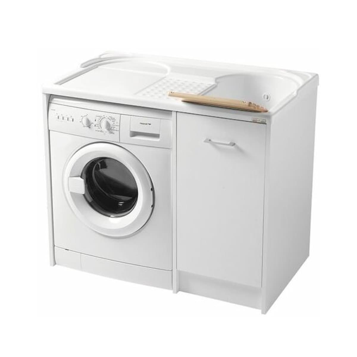 Mobile Lavatoio Coprilavatrice Bianco a Sx e Vasca a Dx L=106 P=50 H=90 COL - 2