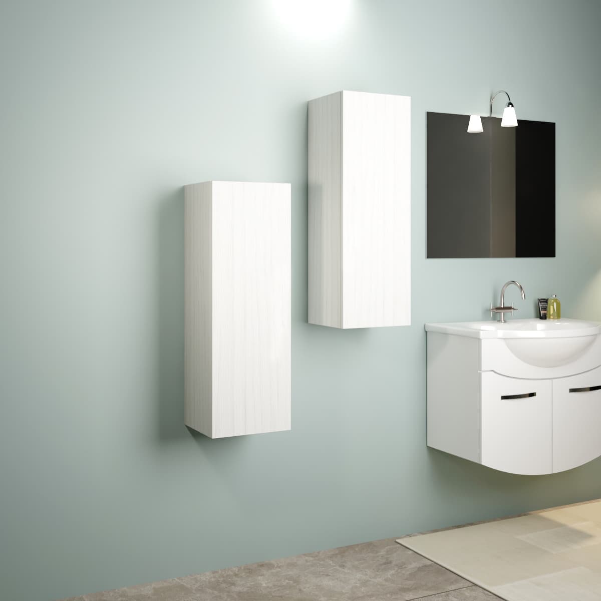 Colonna Bagno Sospesa in MDF 1 L=31 cm H=90 cm P=27 cm Portuna Bianco MOB - 2