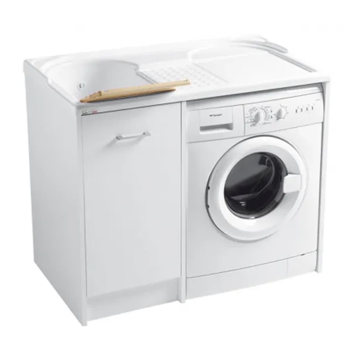 Mobile Lavatoio Coprilavatrice Bianco a Dx e Vasca a Sx L=106 P=60 H=90 COL - 2