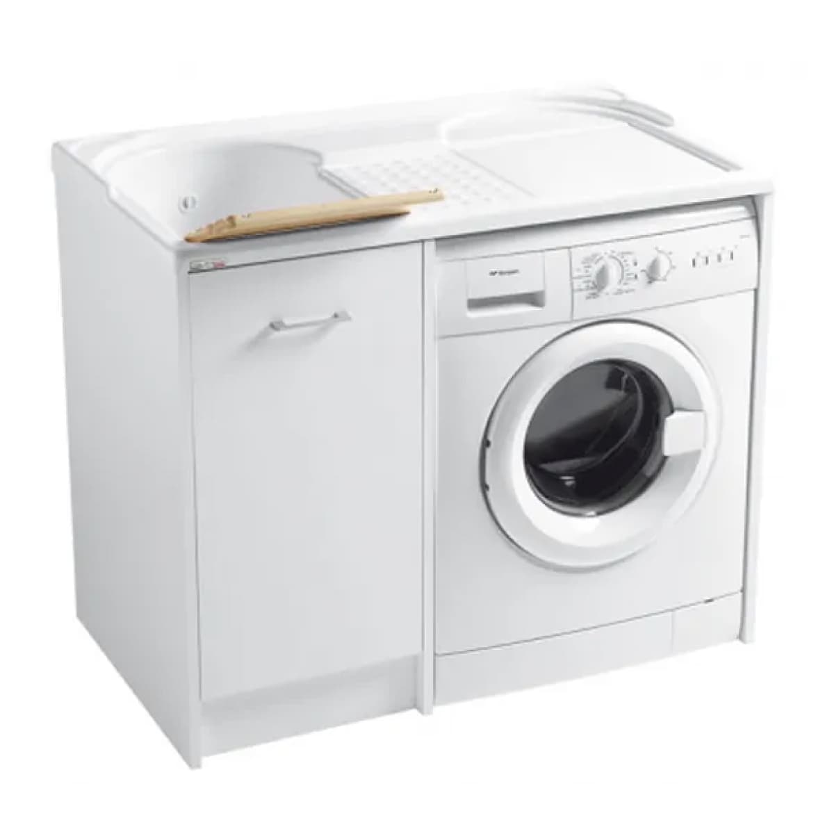 Mobile Lavatoio Coprilavatrice Bianco a Dx e Vasca a Sx L=106 P=50 H=90 COL - 2