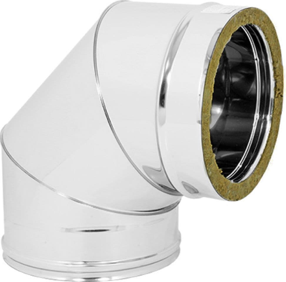 Curva 90 ° Doppia Parete Acciaio INOX AISI 316 150 Esterno Sp. 05 mm EUF – Europrofil