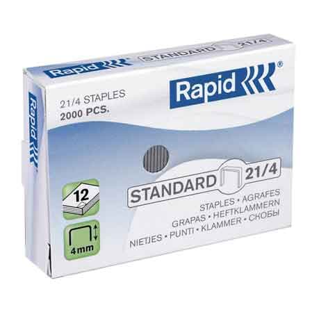 PUNTI PER CUCITRICE '21/4' Per codice 0496002 - H. 4 mm - confezione 2000 pezzi - RAPID - 2