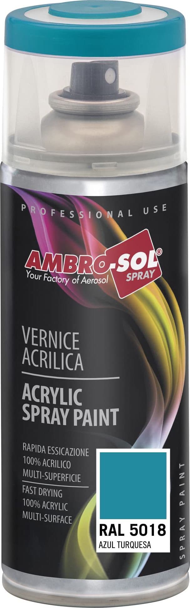 Bomboletta Spray Acrilico Universale 400 ml Blu Turchese Ambrosol 6 Pezzi – Ambro-Sol