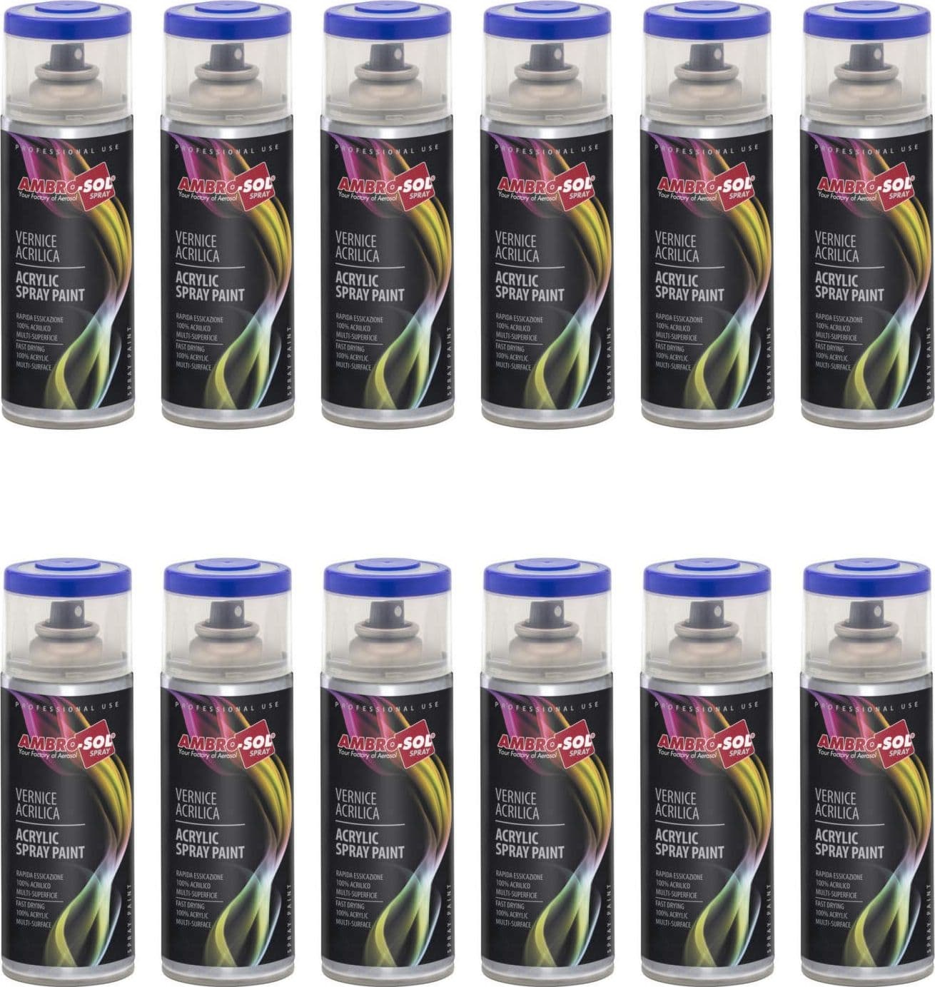 Bomboletta Spray Acrilico Universale 600 ml Nero Lucido Ambrosol 6 Pezzi – Ambro-Sol