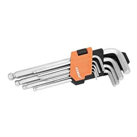 Set Chiavi Maschio Esagonali Lunghe Kendo con Sfera 1,5 2,5 3 4 5 9 Pezzi - 2
