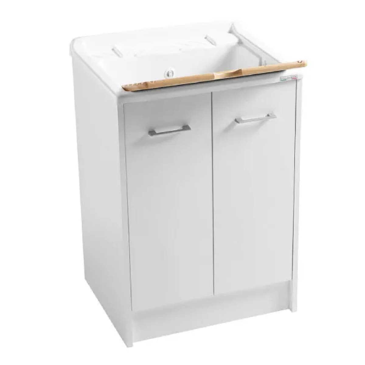 Mobile Lavatoio Bianco in Truciolare Nobilitato P=60 cm H=86 cm Due Ante - 2