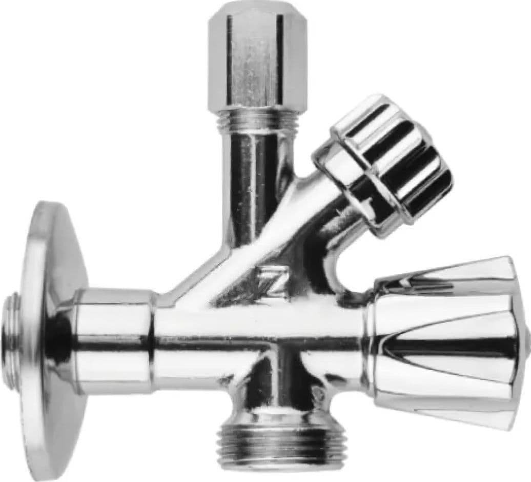 Rubinetto Sottolavabo a Vitone Ottone Cromato con Attacco Lavatrice 1/2 - 2