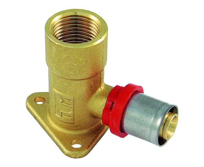 Raccordo a Pressare Curvo Femmina Flangiato H 40 14 x ½ Multistrato Tiemme - 2