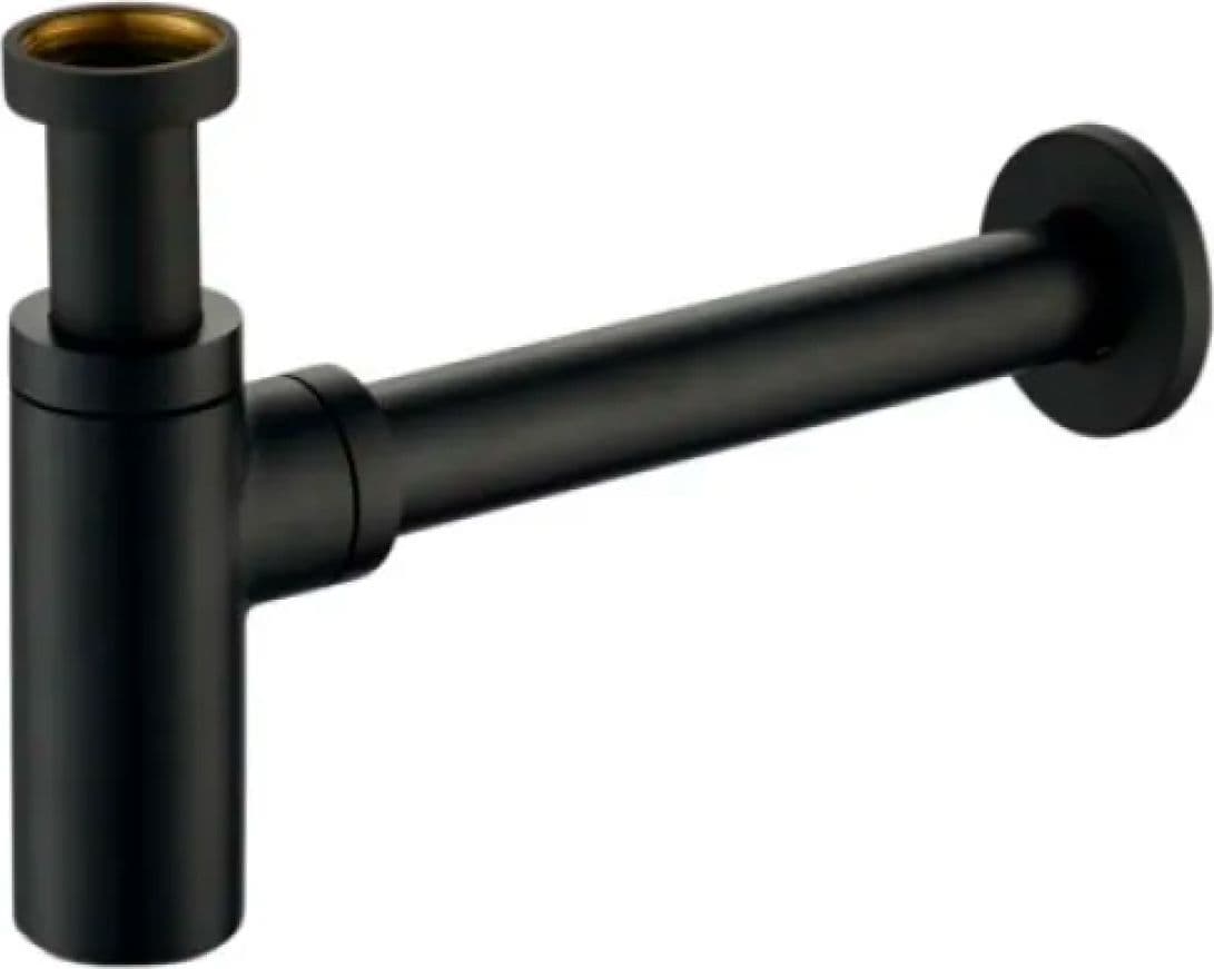 Sifone Tondo in Ottone Nero Opaco Modello Visual 11/4 x 32 mm Idroweb - 2