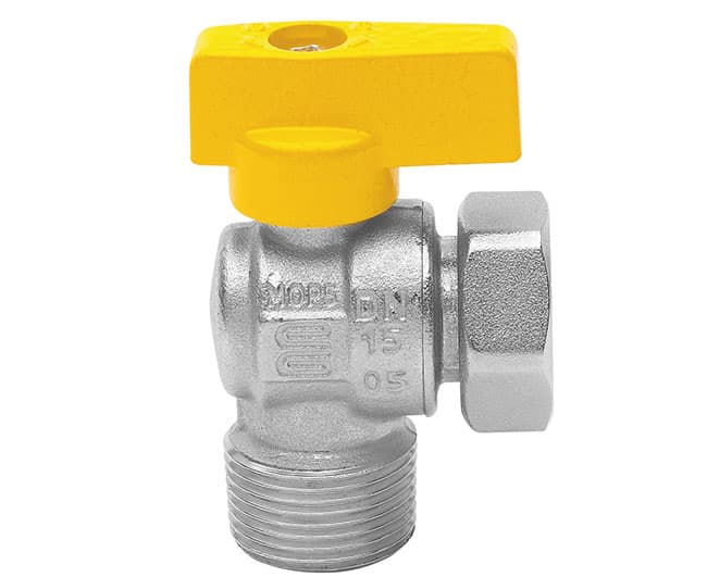 Rubinetto Gas in Ottone a Squadro con Farfalla Maschio Dado Enolgas Bonomi - 2