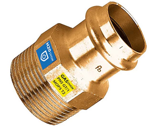 Raccordo Diritto a Pressare Maschio in Bronzo Serie Frabopress Kombi 1Ø22 - 2