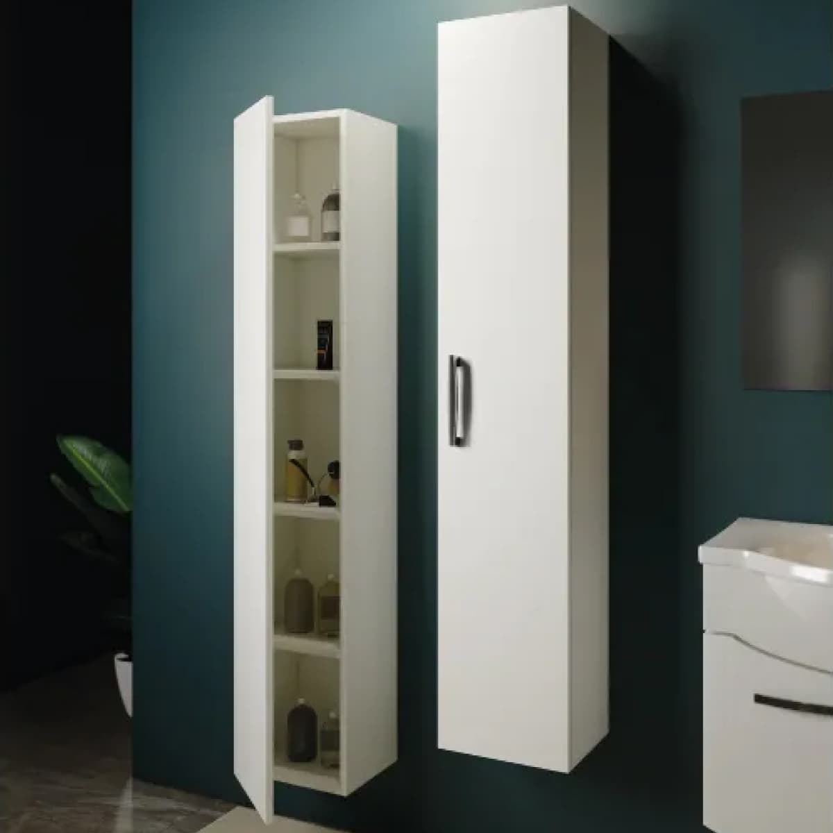 Colonna Bagno Sospesa in MDF 1 L=30 cm H=120 cm P=19 cm Larice Olmo Mobo - 2