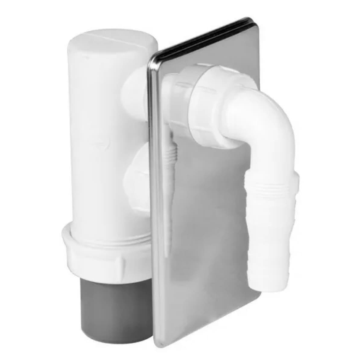 Sifone ad Incasso per Lavatrice in PVC con Placca INOX Cromata Ø 40 NICOLL - 2