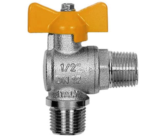 Rubinetto Gas in Ottone a Squadro con Farfalla Doppio Maschio ½ ITAP - 2
