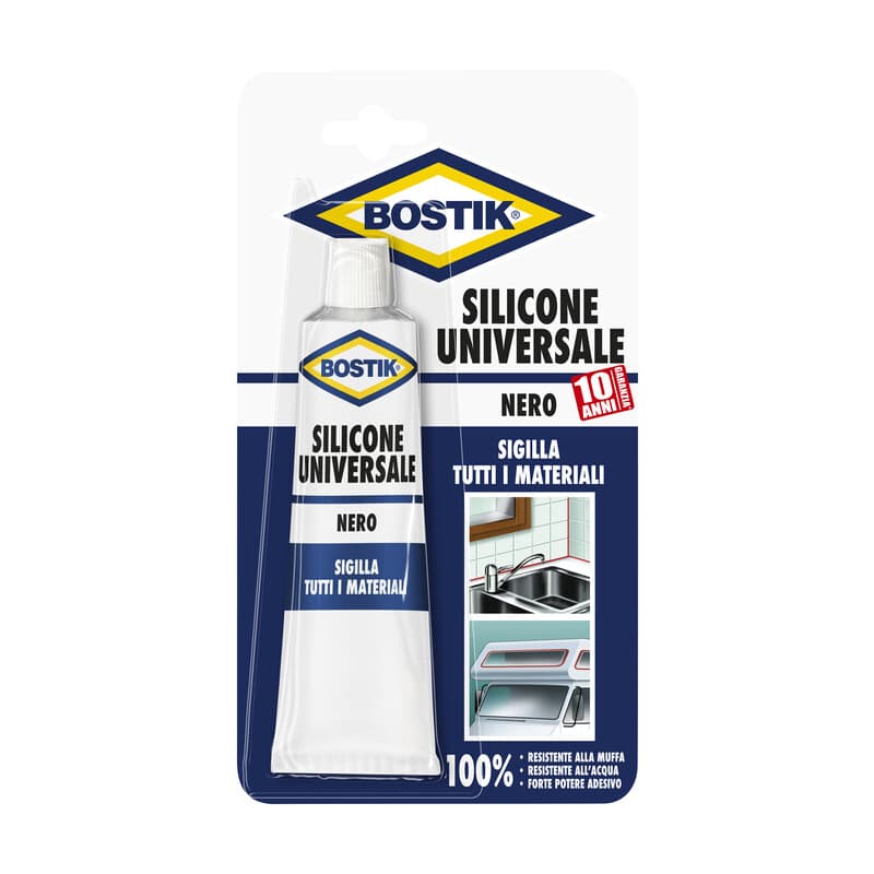 Silicone Universale 60 ml Nero Blister Bostik 12 Pezzi - 2