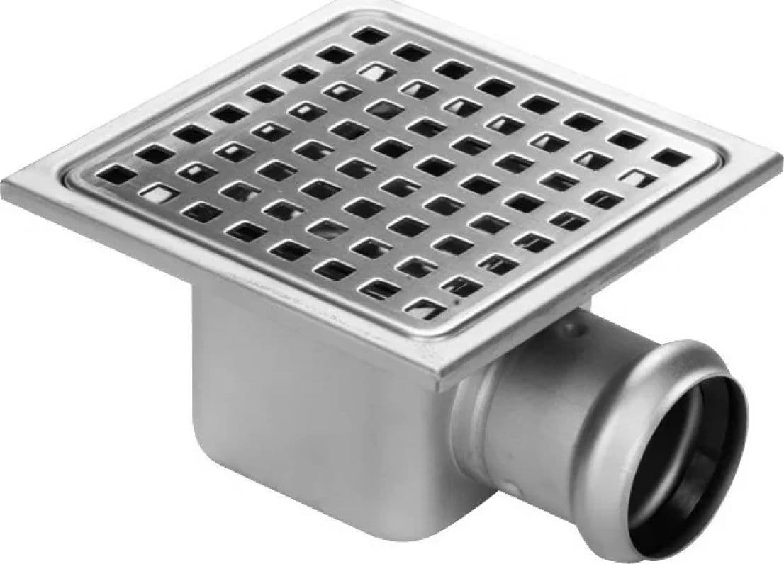 Piletta in Acciaio INOX 304 150 x 150 mm Usc. Orizzontale Ø 50 Gebo Italia - 2