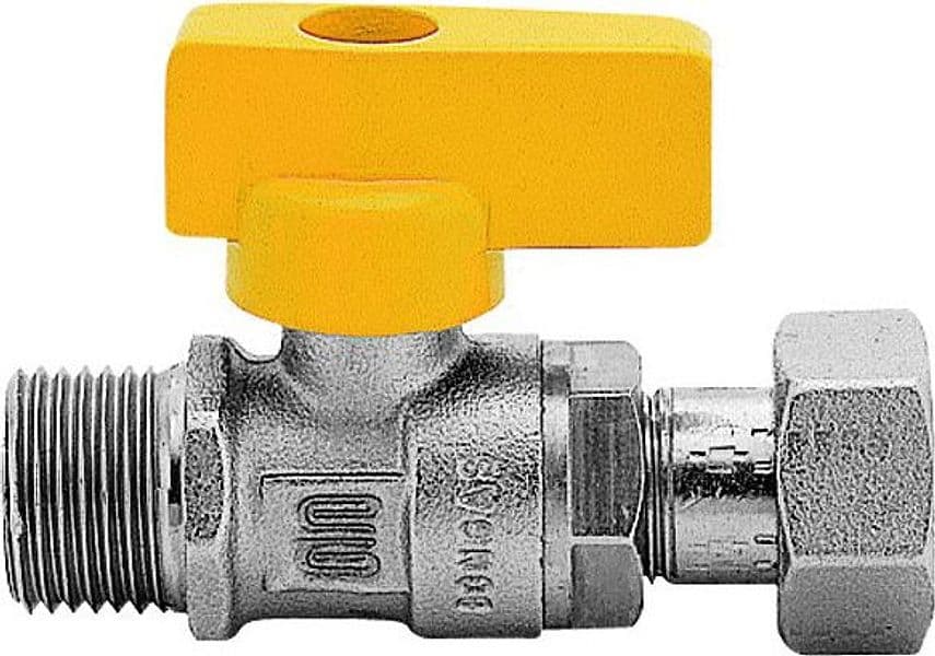 Rubinetto Gas in Ottone Dritto con Farfalla Maschio Dado Enolgas Bonomi - 2