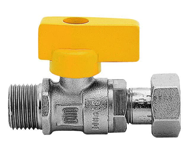Rubinetto Gas in Ottone Dritto con Farfalla Maschio Dado Enolgas Bonomi - 2