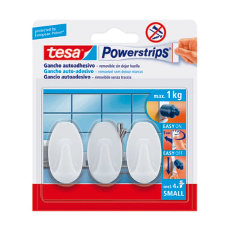 Gancio Adesivo Tesa Powerstrips Piccolo B.co 6,0 Confezione 3 Pezzi - 2