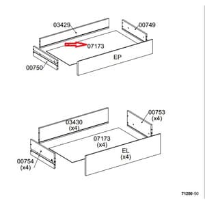Ricambio Fondo Cassetto 07173 per Kit Cassettiera 5C Nova 77 x 40 x 107 - 2