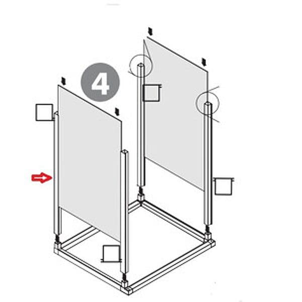 Montante Verticale a 1 Guida x Kit Coprilavatrice Resina 68 x 64XH88 Cm - 2