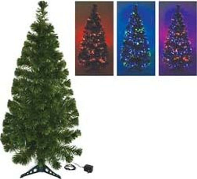 Albero di Natale a Fibre Ottiche Multicolor 150 cm H. Base in Plastica