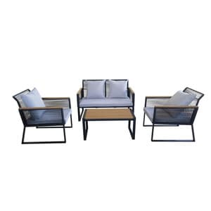 Set Salotto Gordes 4 Pezzi Nero - 2