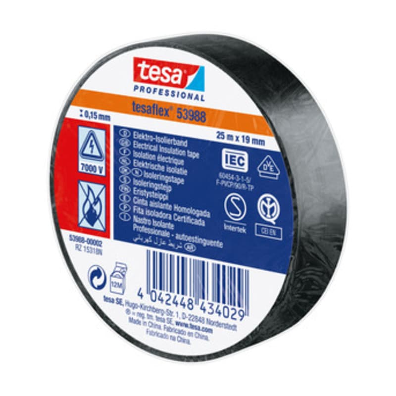 Nastro Isolante Certificato Nero 19 mm x 25 m Tesa 10 Pezzi - 2