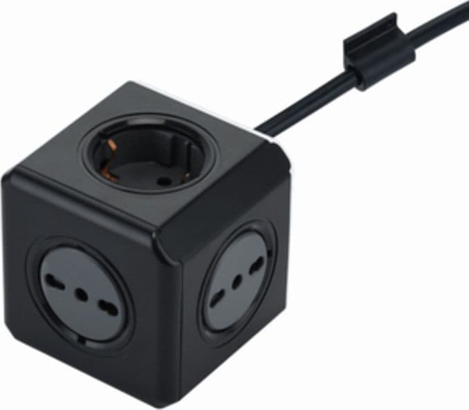 Multipresa Cubo 2 Schuko e 3 Bipasso Nero – Idroweb