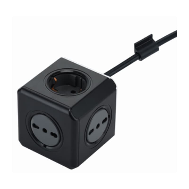 Multipresa Cubo 2 Schuko e 3 Bipasso Nero - 2