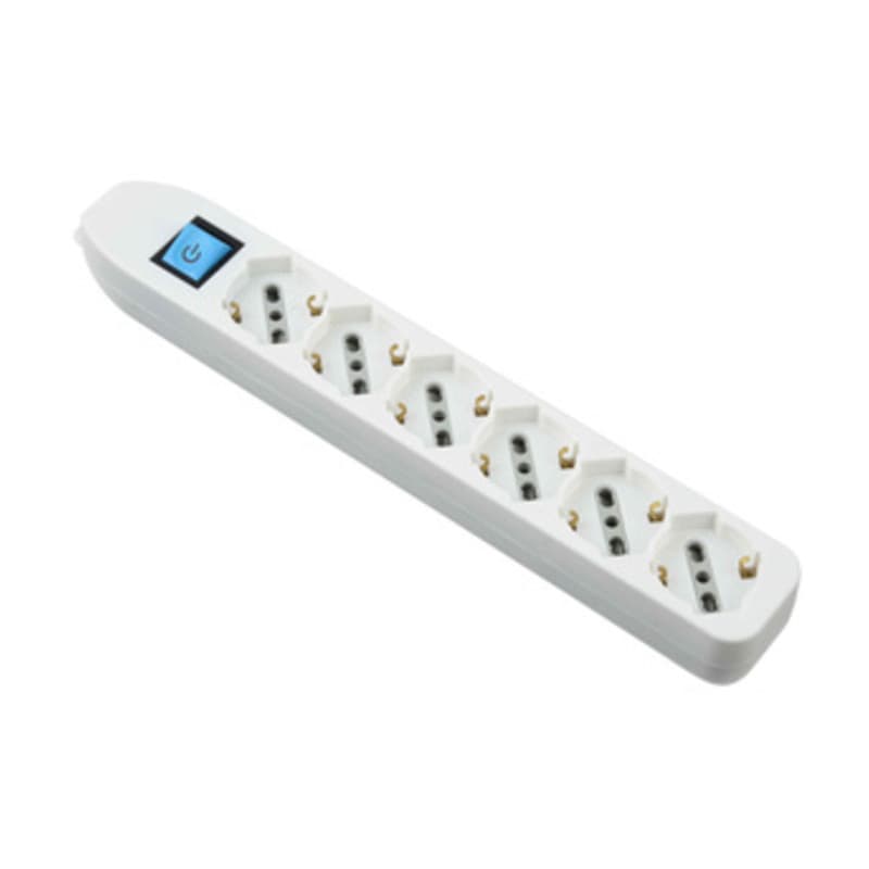 Multipresa 6P Bip Schuko e Interr S Cavo Bianco FIG.10 - 2