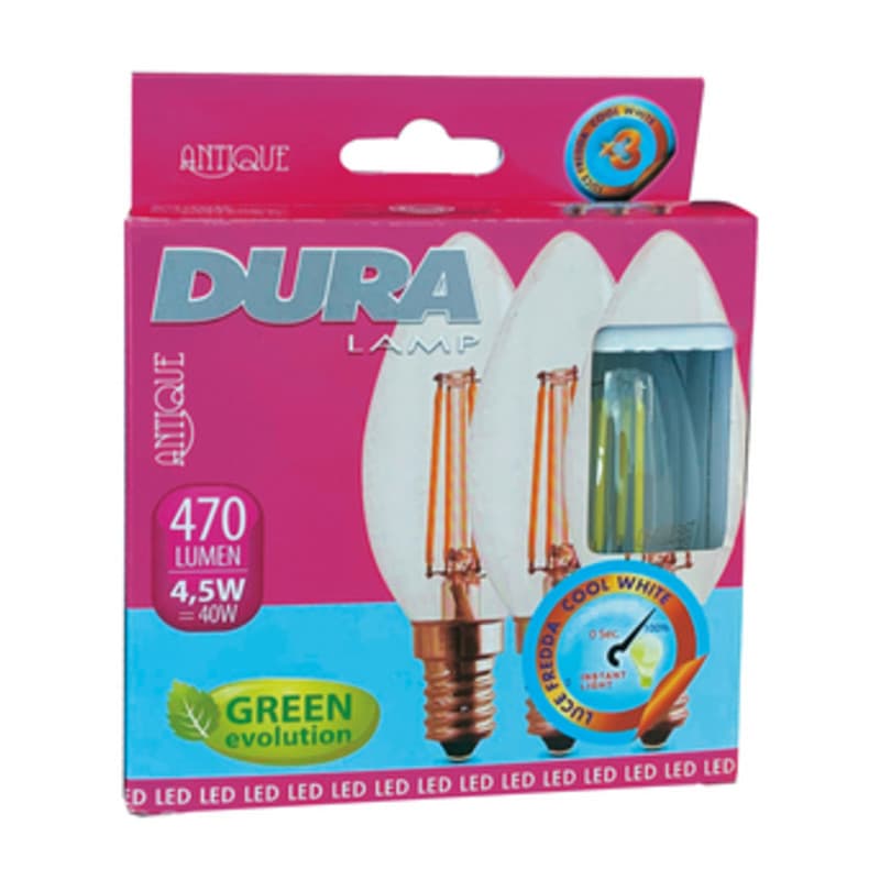 LED Candela 4,5W E14 470 Lm 2700K Calda 10 3 Pezzi - 2