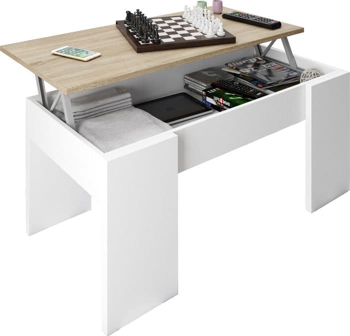 Kit Tavolo Caffe Elev. 50 x 100 x 45 x 56H Rovere Bianco Fores Habitat