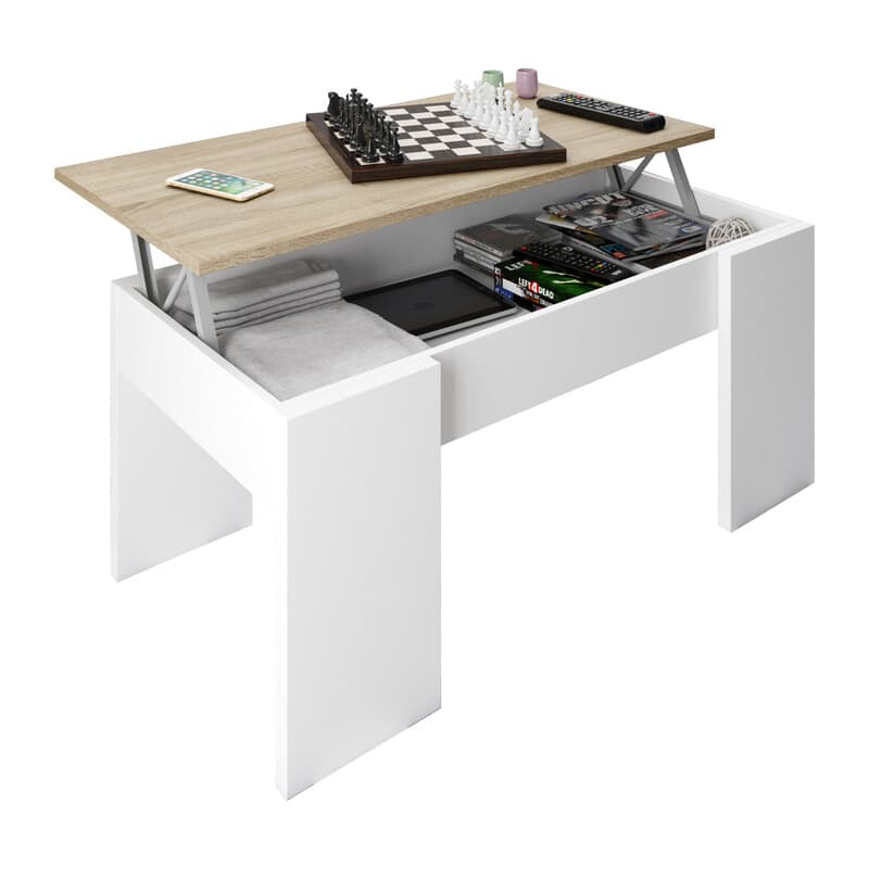 Kit Tavolo Caffe Elev. 50 x 100 x 45 x 56H Rovere Bianco Fores Habitat - 2