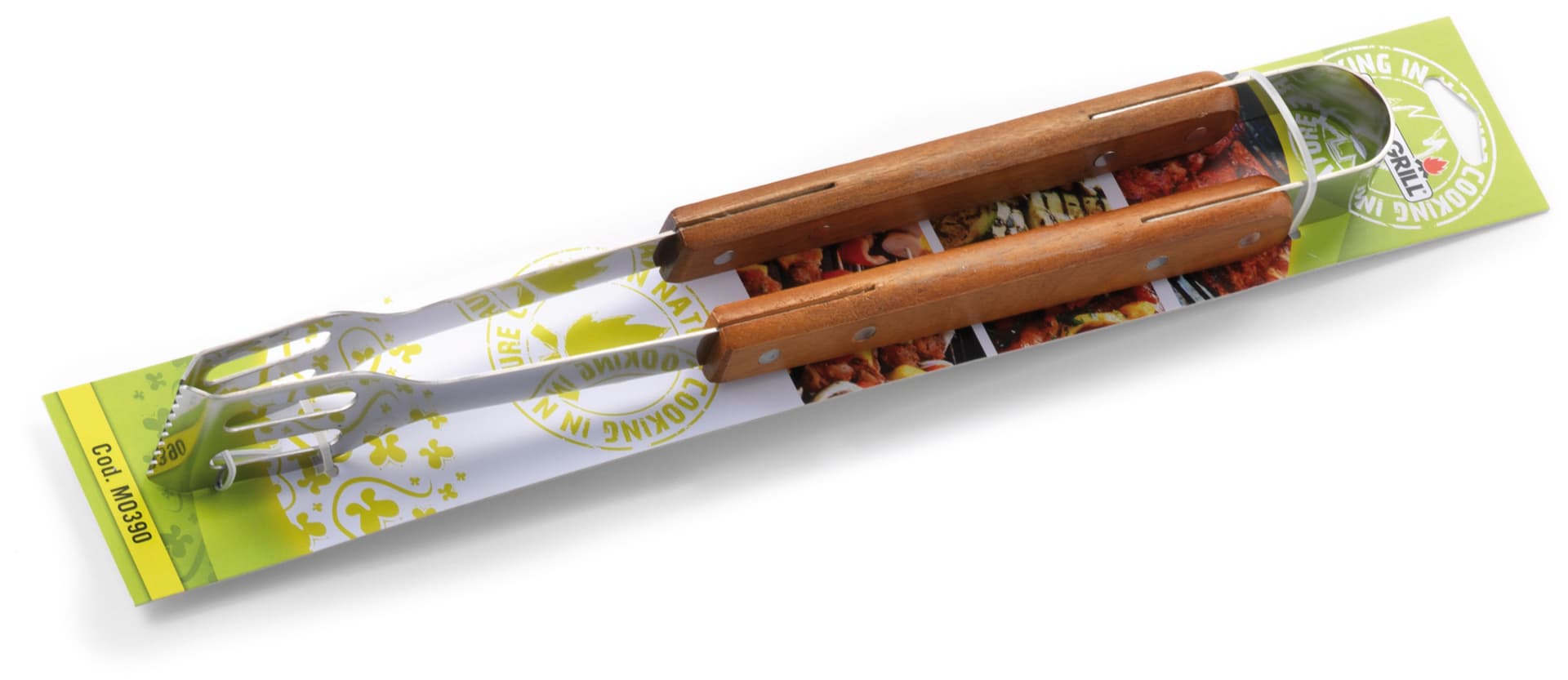 Pinza in Acciaio Inox C Manico in Legno Cm 39 Ompagrill - 2