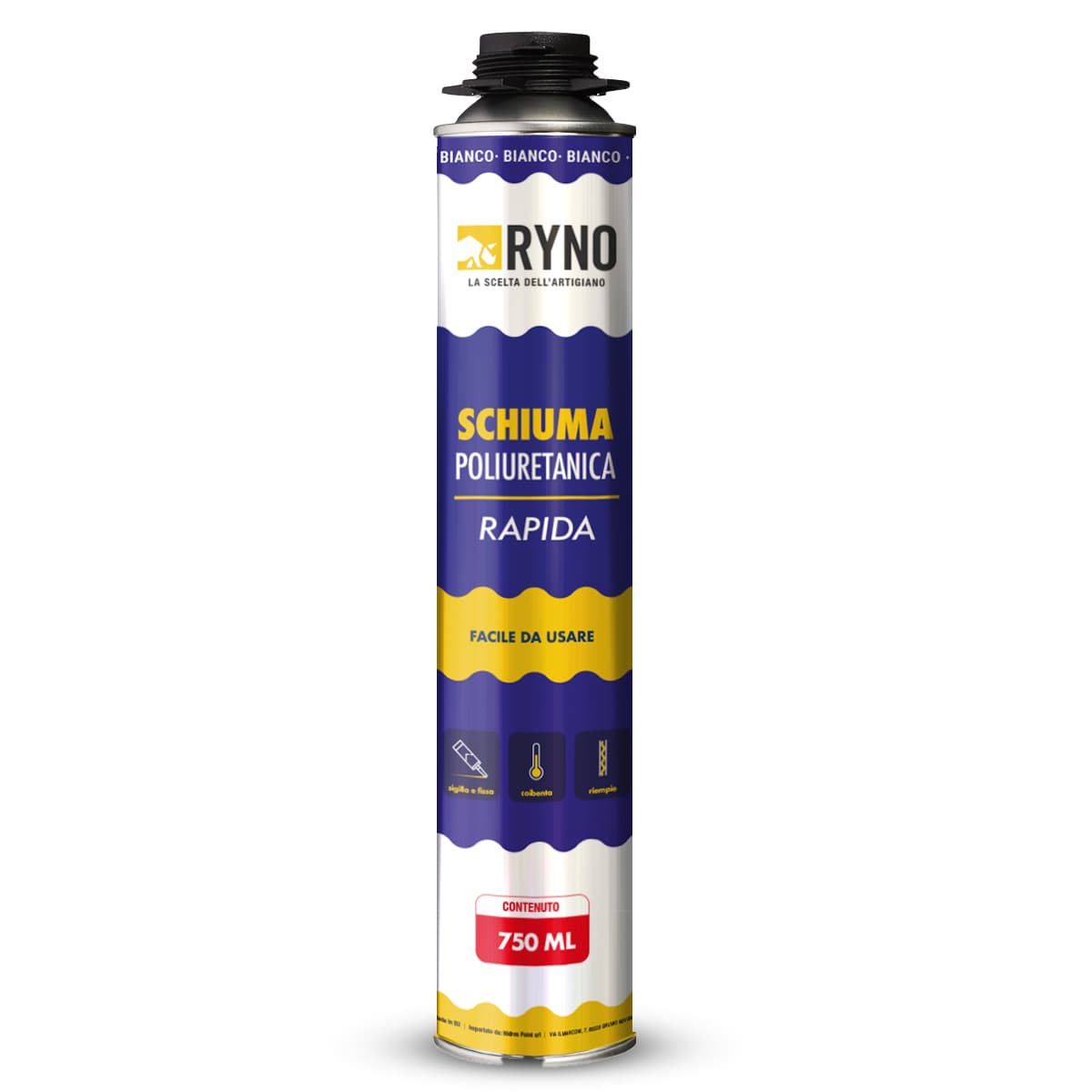 Schiuma Rapida Poliuretanica Espansa Ryno Uso Manuale e con Pistola 750 ml - 2