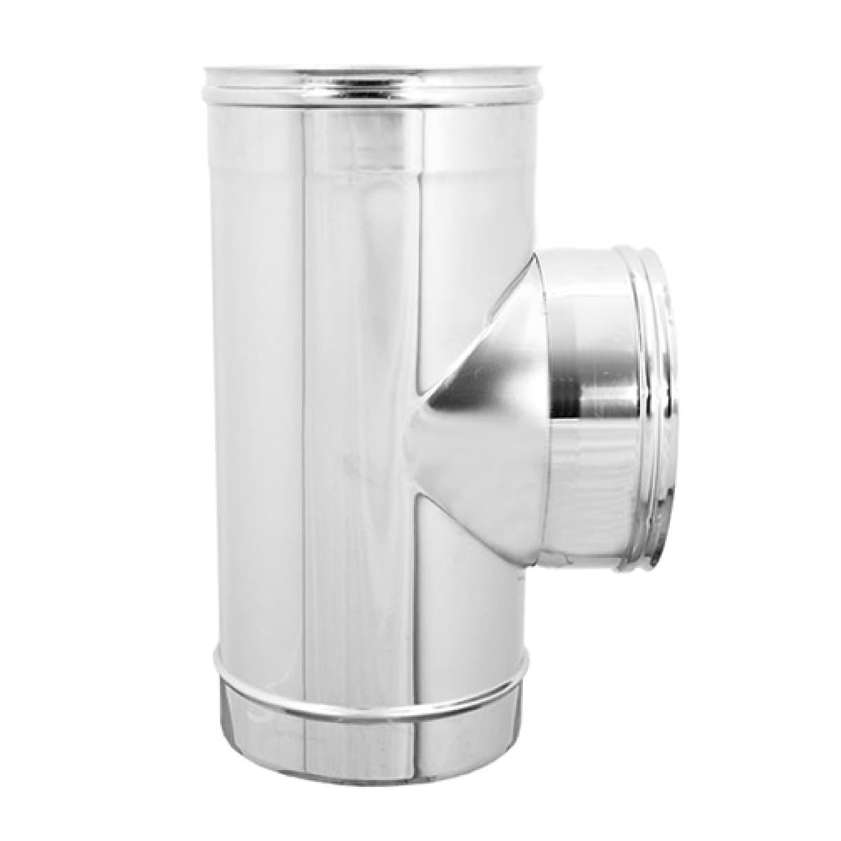 Raccordo a Tee 90 Femmina Centrale Monoparete Acciaio INOX AISI Ø 100 EUF - 2