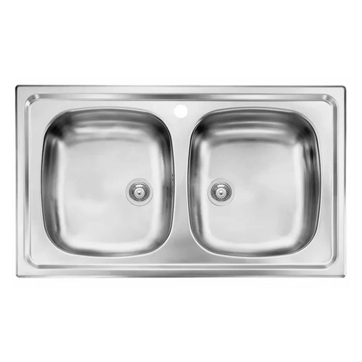 LAVELLO DA INCASSO IN ACCIAIO INOX 2 VASCHE MODELLO MONDIAL - CM.86x50 PROFONDITÀ VASCA: 15 CM  - HID - 2